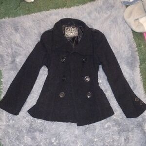 Last Kiss Elegant Black Peacoat